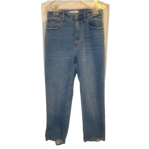 Abercrombie & Fitch Womens Ultra High Rise Ankle Straight Curve Love Jeans 27/4S - Picture 1 of 11